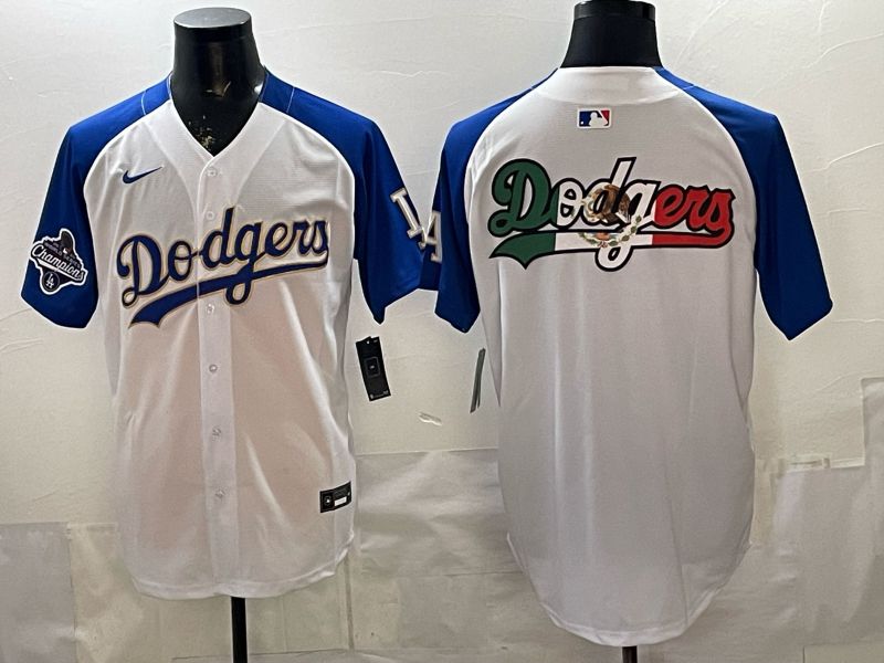 2026 Men Nike Los Angeles Dodgers Blank White blue Game MLB Jersey 005